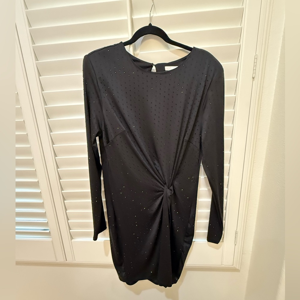 H&M Black Long Sleeve Twist Front Dress with Sparkle - Picture 4 of 5